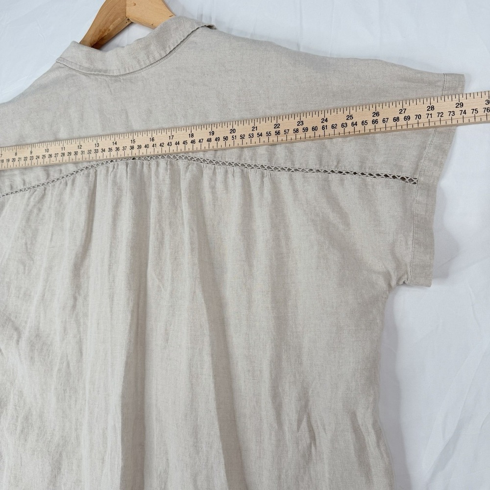 J Jill Love Linen top Women's Casual Short Sleeve 100% Linen Button Up SZ-L - Picture 12 of 16